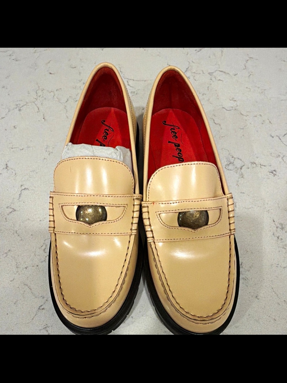 Free People Liv Leather Slip On Penny Loafer Shoes Women's Size 7.5